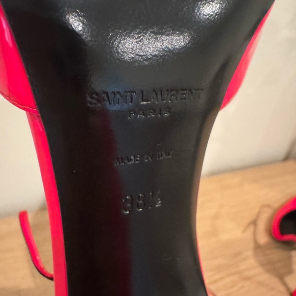 Saint Laurent Neon Pink Patent Pointed-Toe Ankle-Strap Pumps - Picture 8 of 15